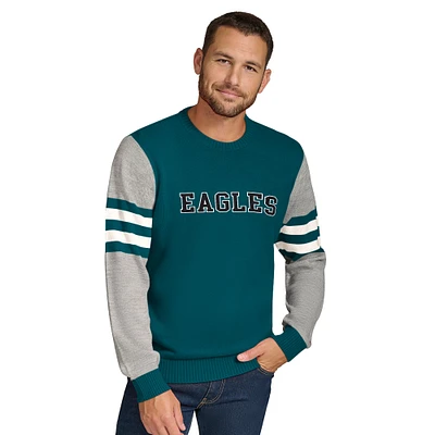 Sweat-shirt ras du cou en acrylique vert nuit/gris chiné pour homme Tommy Hilfiger Philadelphia Eagles