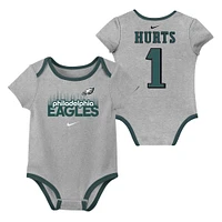 Newborn & Infant Nike Jalen Hurts Philadelphia Eagles Name Number 3-Pack Bodysuit Set