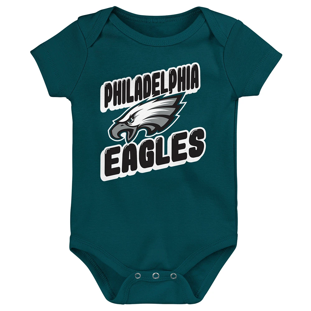 Newborn Midnight Green Philadelphia Eagles  Sunday Comics 3-Pack Bodysuit Set