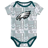 Newborn Midnight Green Philadelphia Eagles  Sunday Comics 3-Pack Bodysuit Set