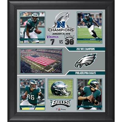 Collage encadré des champions NFC 2017 des Eagles de Philadelphie, 15'' x 17''