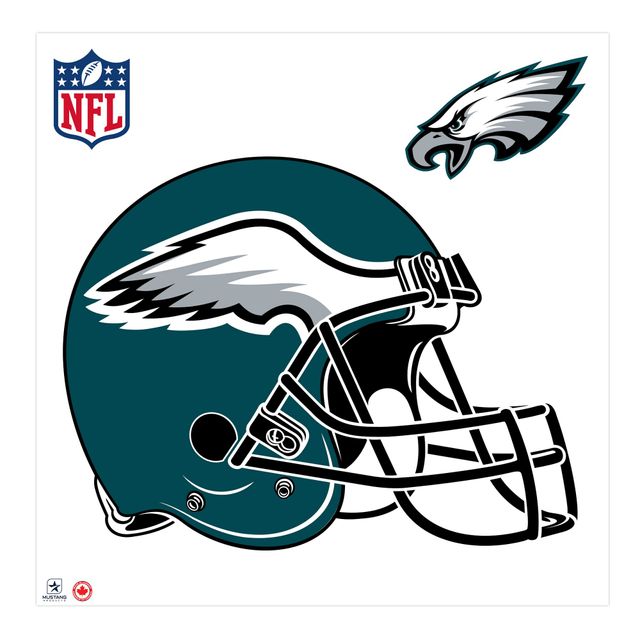 Philadelphia Eagles - Autocollant mural repositionnable pour casque d'équipe 36''
