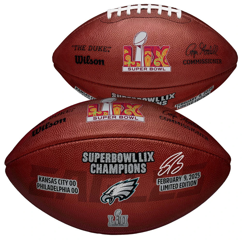 Saquon Barkley Philadelphia Eagles Autographed Super Bowl LIX Champions Wilson Logo Duke Football