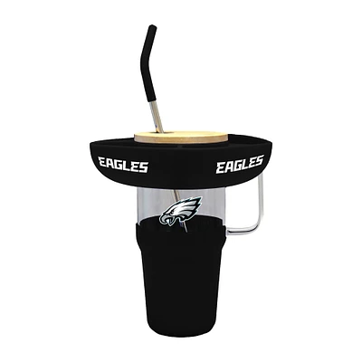 Gobelet en verre de 40 oz avec plateau à collation en silicone des Philadelphia Eagles de The Memory Company