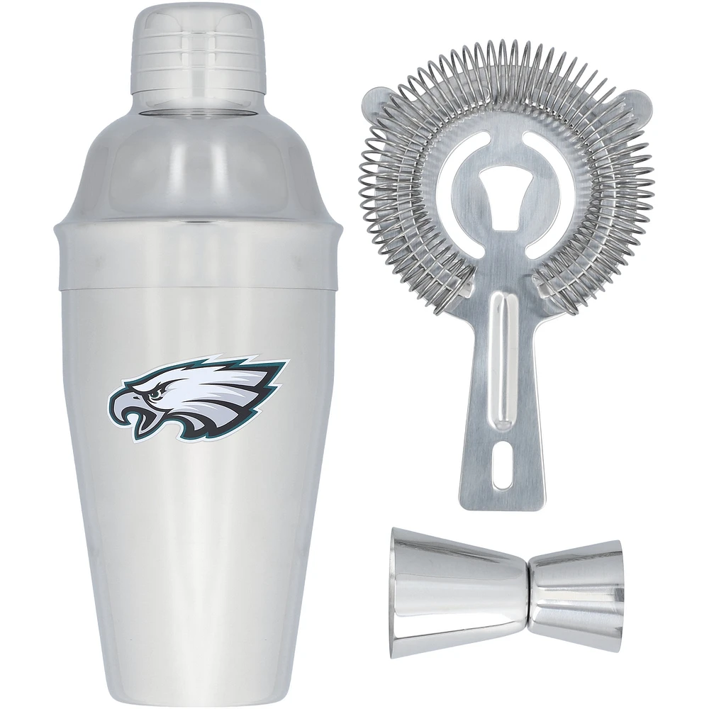 The Memory Company Philadelphia Eagles Ensemble shaker, passoire et doseur en acier inoxydable