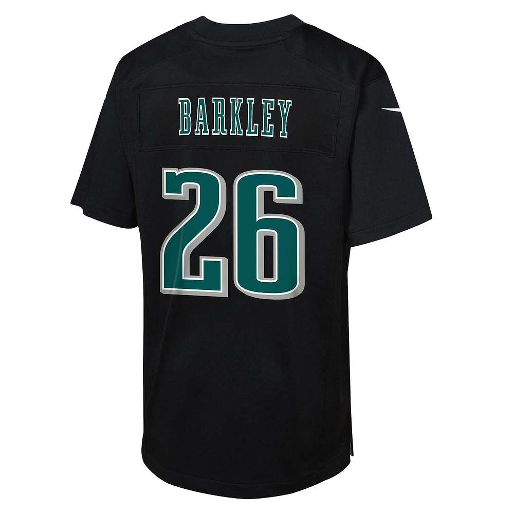 Toddler Nike Saquon Barkley Carbon Black Philadelphia Eagles Super Bowl LIX Patch Fashion Game Player Jersey