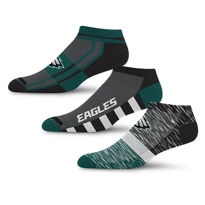 Lot de 3 paires de chaussettes invisibles unisexes pour pieds nus Philadelphia Eagles Stack Stripe