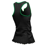Women's New Era  Black Philadelphia Eagles Lettuce Hem Notch Neck Tri-Blend Tank Top