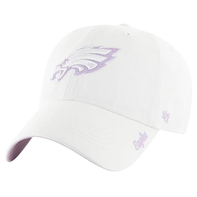 Women's '47 White Philadelphia Eagles Ballpark Cheer Clean Up Adjustable Hat