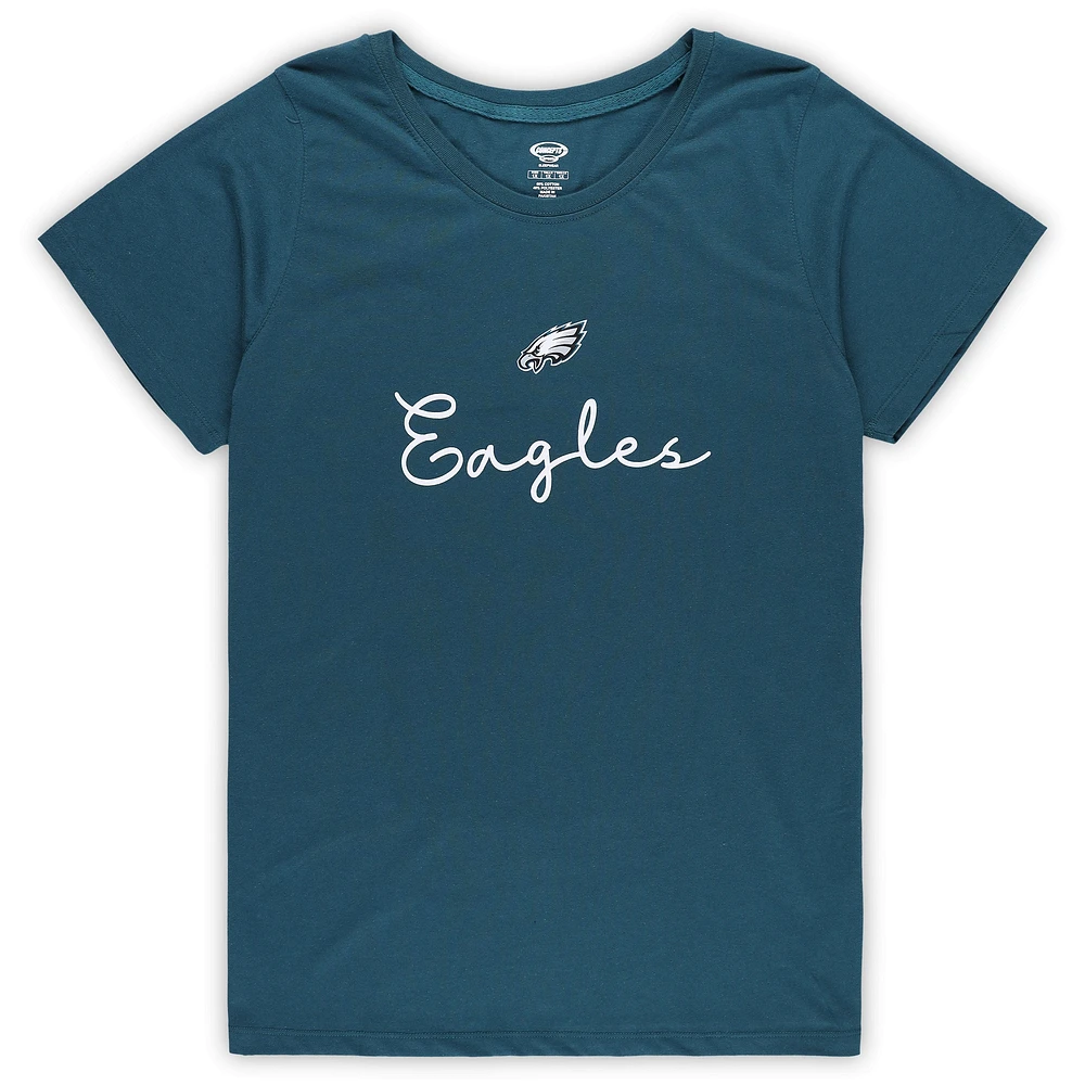 Women's Concepts Sport Philadelphia Eagles Plus Script T-Shirt & Pants Sleep Set