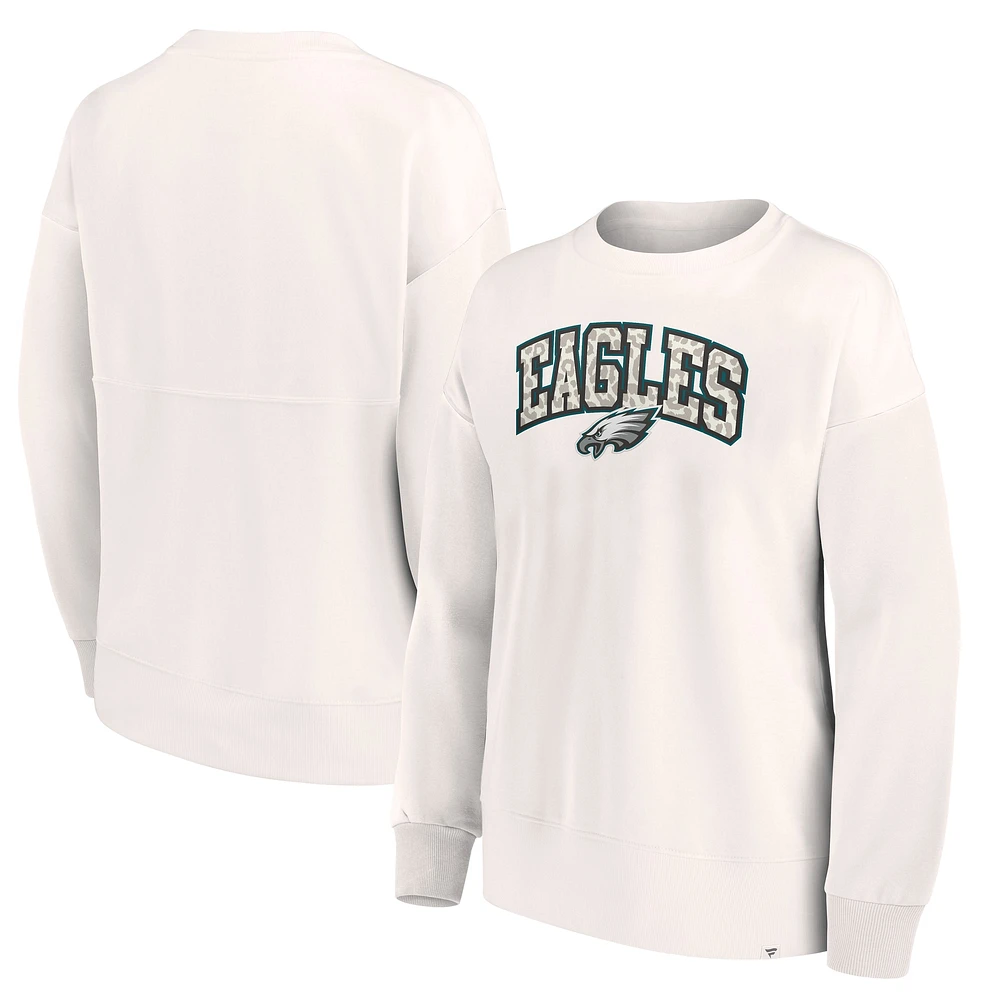 Sweat-shirt à capuche imprimé léopard pour femme Fanatics Cream Philadelphia Eagles