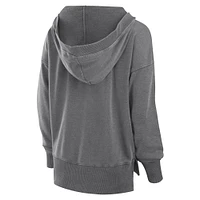 Women's Fanatics  Heather Charcoal Philadelphia Eagles Initiative Snow Wash French Terry V-Neck Pullover Hoodie