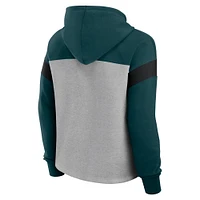 Women's Fanatics Heather Gray/Midnight Green Philadelphia Eagles Bold Play Call Pullover Hoodie
