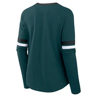 Women's Fanatics Midnight Green Philadelphia Eagles Won and Done Lace-Up Raglan T-Shirt