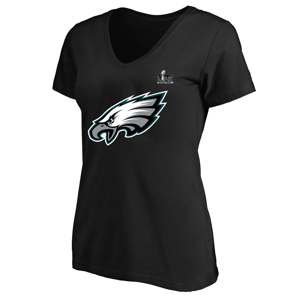 Women's Fanatics Saquon Barkley Black Philadelphia Eagles Super Bowl LIX Plus Player Name & Number V-Neck T-Shirt