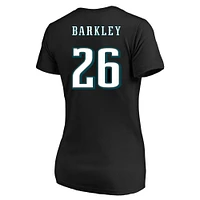 Women's Fanatics Saquon Barkley Black Philadelphia Eagles Super Bowl LIX Plus Player Name & Number V-Neck T-Shirt