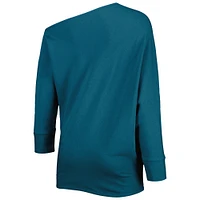 Women's KIYA TOMLIN Midnight Green Philadelphia Eagles Twisted Tri-Blend Asymmetrical 3/4-Dolman Sleeve Sweatshirt