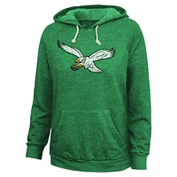 Women's Majestic Threads Jalen Hurts  Kelly Green Philadelphia Eagles Name & Number Tri-Blend Pullover Hoodie