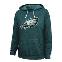 Women's Majestic Threads Jalen Hurts Midnight Green Philadelphia Eagles Name & Number Tri-Blend Pullover Hoodie