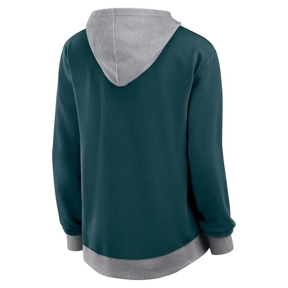Women's  Midnight Green Philadelphia Eagles Hit It French Terry Full-Zip Hoodie