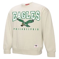 Women's Mitchell & Ness Cream Philadelphia Eagles Fandom Fleece Pullover Sweatshirt