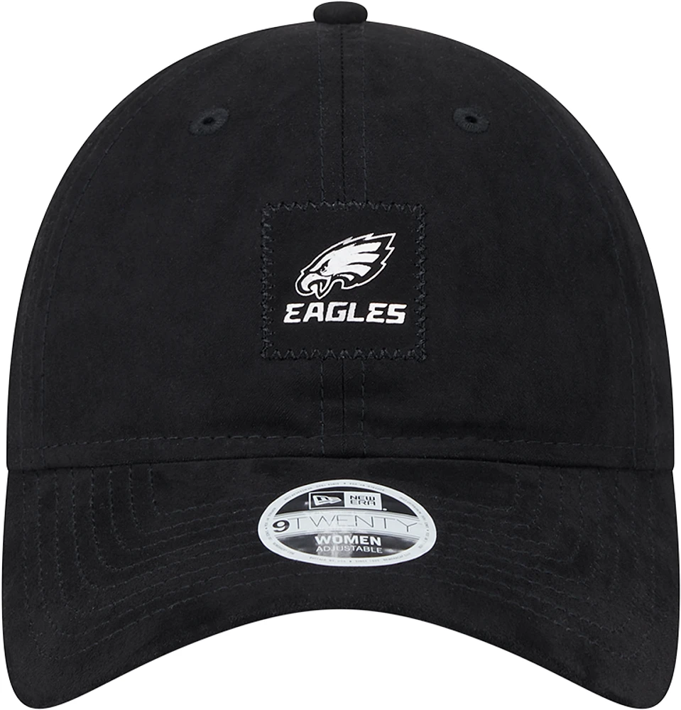 Women's New Era Black Philadelphia Eagles Suede Patch 9TWENTY Adjustable Hat