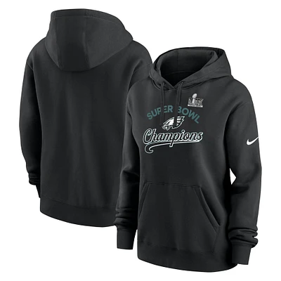 Women's Nike  Black Philadelphia Eagles Super Bowl LIX Champions Tailsweep Pullover Hoodie