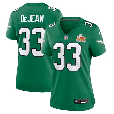 Maillot Nike Cooper DeJean Kelly vert pour femme Philadelphia Eagles Super Bowl LIX 2e match alternatif