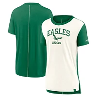 Women's Nike Cream/Kelly Green Philadelphia Eagles Wordmark Tri-Blend T-Shirt