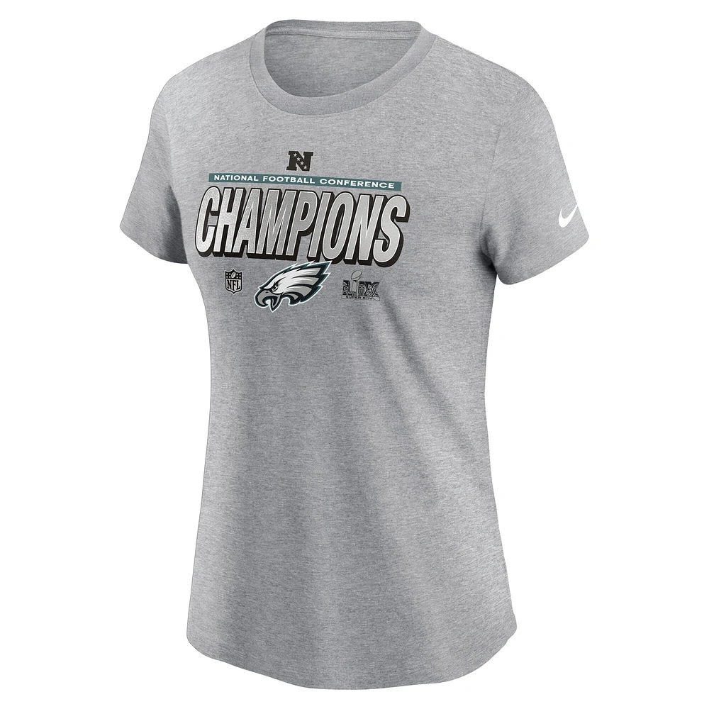 Women's Nike  Heather Gray Philadelphia Eagles 2024 NFC Champions Locker Room Trophy Collection T-Shirt