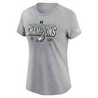 Women's Nike  Heather Gray Philadelphia Eagles 2024 NFC Champions Locker Room Trophy Collection T-Shirt