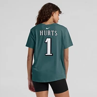 T-shirt avec nom et numéro du joueur des Eagles de Philadelphie Nike Jalen Hurts Midnight Green pour femme