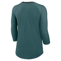 Women's Nike Midnight Green Philadelphia Eagles Raglan 3/4 Sleeve T-Shirt
