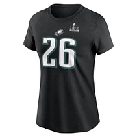Women's Nike Saquon Barkley Black Philadelphia Eagles Super Bowl LIX Name & Number T-Shirt