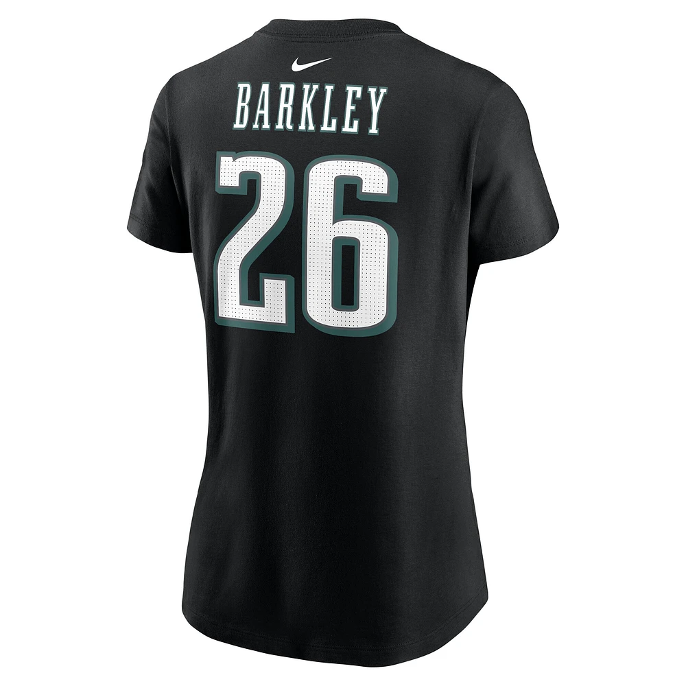 Women's Nike Saquon Barkley Black Philadelphia Eagles Super Bowl LIX Name & Number T-Shirt