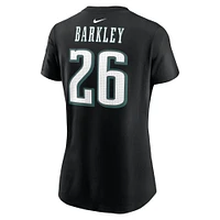 Women's Nike Saquon Barkley Black Philadelphia Eagles Super Bowl LIX Name & Number T-Shirt