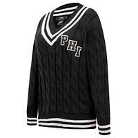 Women's Pro Standard  Black Philadelphia Eagles Prep V-Neck Pullover Sweater