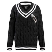 Women's Pro Standard  Black Philadelphia Eagles Prep V-Neck Pullover Sweater