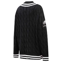 Women's Pro Standard  Black Philadelphia Eagles Prep V-Neck Pullover Sweater