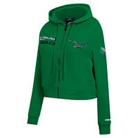 Women's Pro Standard Kelly Green Philadelphia Eagles Split Logo Full-Zip Hoodie