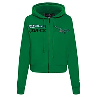 Women's Pro Standard Kelly Green Philadelphia Eagles Split Logo Full-Zip Hoodie
