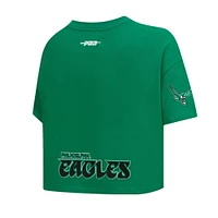 Women's Pro Standard Saquon Barkley Kelly Green Philadelphia Eagles Player Name & Number Cropped Boxy T-Shirt