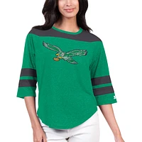 Women's Starter Kelly Green Philadelphia Eagles Fullback Tri-Blend 3/4-Sleeve T-Shirt