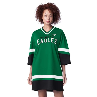 Women's Starter Kelly Green Philadelphia Eagles Slap Shot 3/4 Sleeve Sneaker Dress