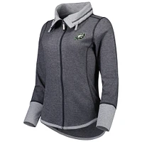 Women's Tommy Bahama Heathered Black Philadelphia Eagles Sport Sun Fade Full-Zip Sweatshirt
