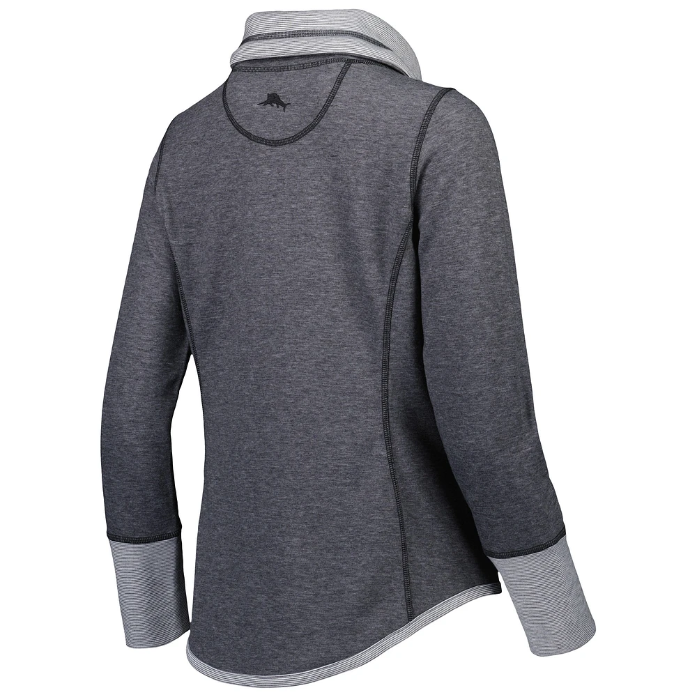 Women's Tommy Bahama Heathered Black Philadelphia Eagles Sport Sun Fade Full-Zip Sweatshirt