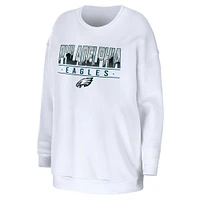 Women's WEAR by Erin Andrews White Philadelphia Eagles Domestic Pullover Sweatshirt
