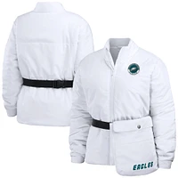 Women's WEAR by Erin Andrews  White Philadelphia Eagles Packaway Full-Zip Puffer Jacket