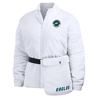 Women's WEAR by Erin Andrews  White Philadelphia Eagles Packaway Full-Zip Puffer Jacket