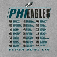 Youth Fanatics Heather Gray Philadelphia Eagles Super Bowl LIX Roster T-Shirt